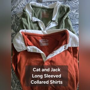 Cat & Jack Rugby-Style Long-Sleeve Polo Duo - Rust & Olive